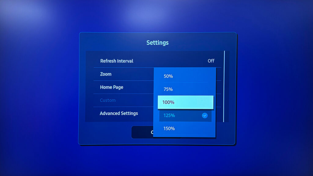 Samsung Display - Browser Settings